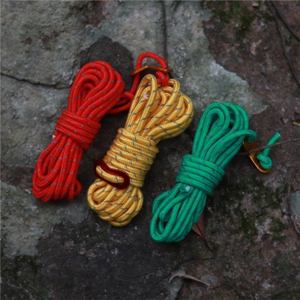 4M Outdoor Guy Lines Tent Cords Lightweight Camping Rope with Aluminum Guylines Adjuster(pack of 6 pcs)