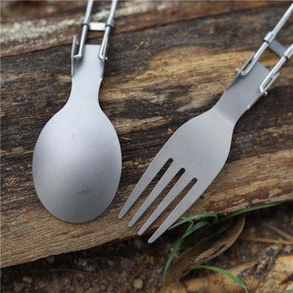 Titanium Foldable Spoon And Fork For Camping Or Outdoor