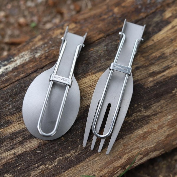 Titanium Foldable Spoon And Fork For Camping Or Outdoor
